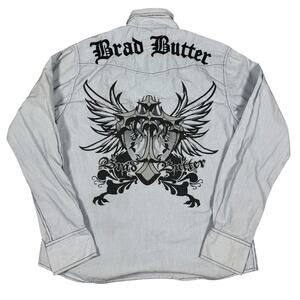 vintage y2k 2000s Brad Butter button up dress shirt Large emo grunge skater